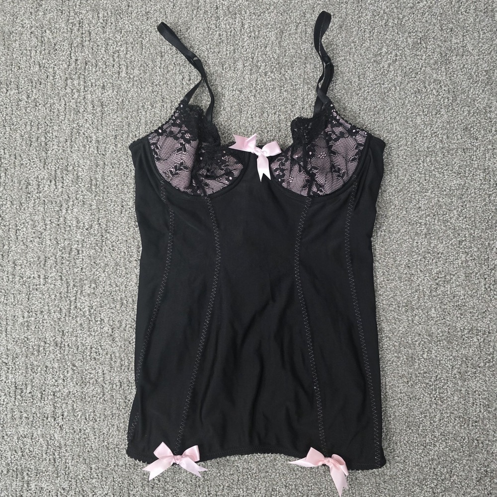 Vintage Victoria's Secret Sexy Little Things‎ Bustier Corset Top Black Pink 34B